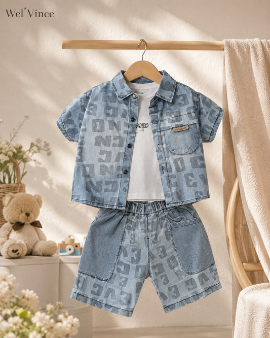 Printed Denim Set