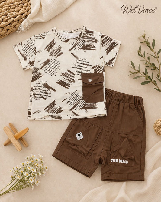Kids Premium Abstract Print T-shirt & Shorts