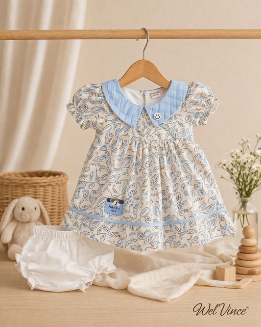 Girls Printed Summer Dress with Bloomer