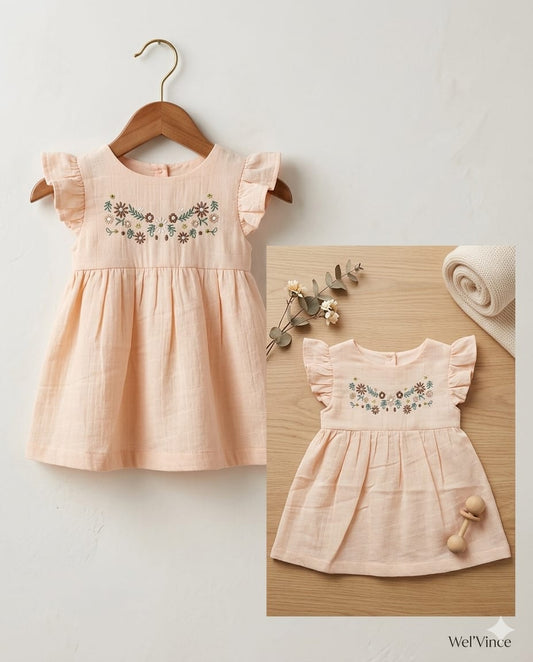 Girls Floral Embroidered Frock
