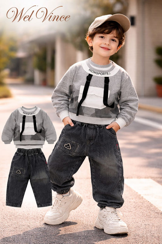 BOYS BAGGY CORD SET WHITE COLOUR