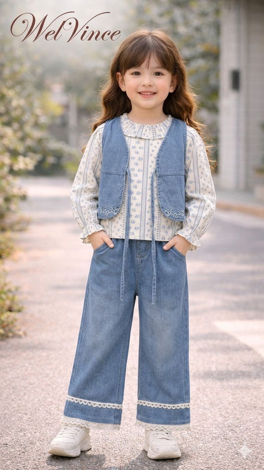 Girls imported denim cord set
