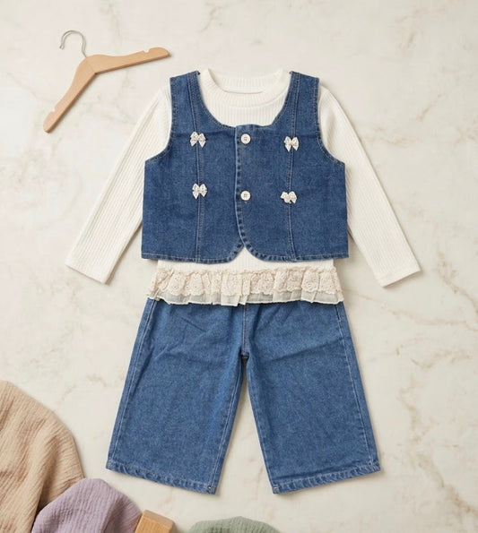 BELLE BOW CHARM DENIM CORD SET
