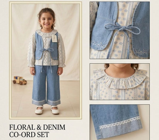 Girls imported denim cord set