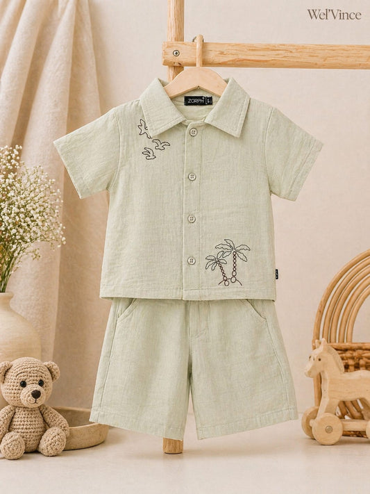 Boys Casual Linen cord Set